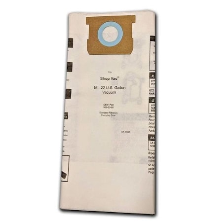 Green Klean Microplus Green Klean MicroPlus For Shop Vac 906-63-00 16 - 22 Gallon Medium Efficiency 540-06 Replacement Paper Filter Bag For Everyday Dust  Pack of 15 GK-54005